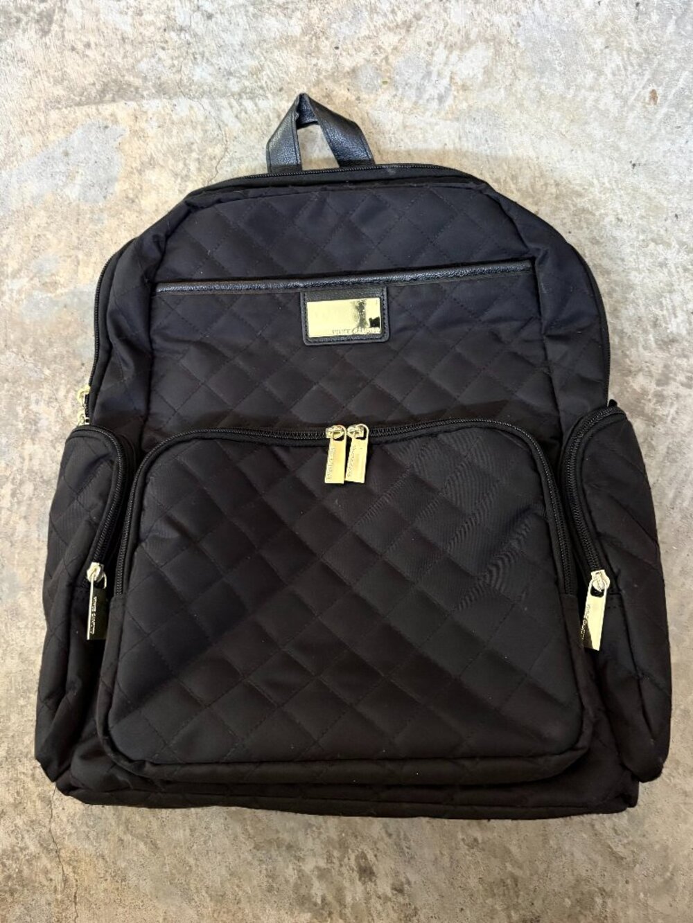 Vince Camuto Quilted Backpack, Black with Gold